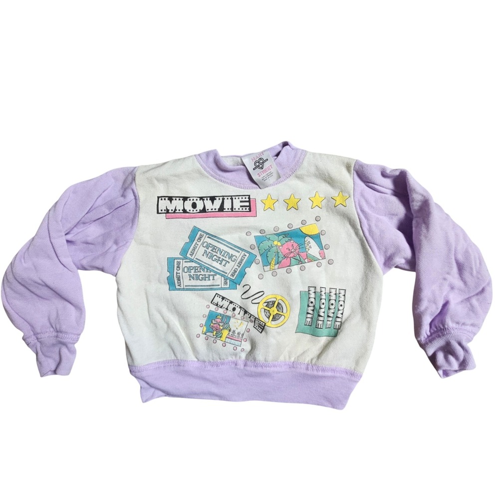 Vintage Hart Street Kids‎ Movie Theater Graphic Sweatshirt 4 USA Kidcore Retro